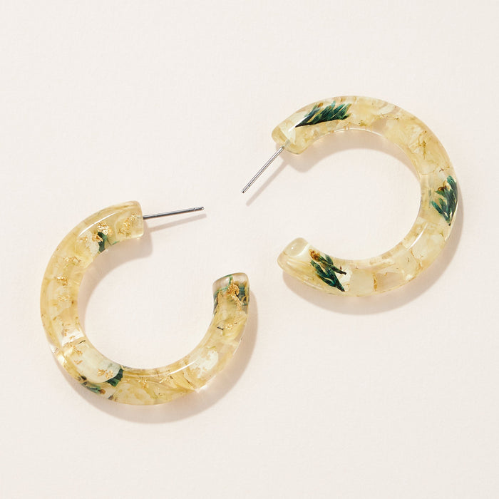 pressed flower hoop earrings