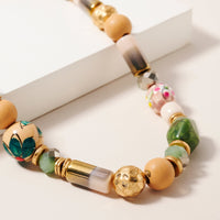 Wood Murano Beaded Necklace