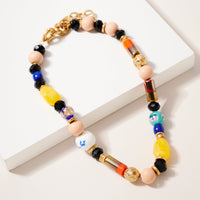 Wood Murano Beaded Necklace