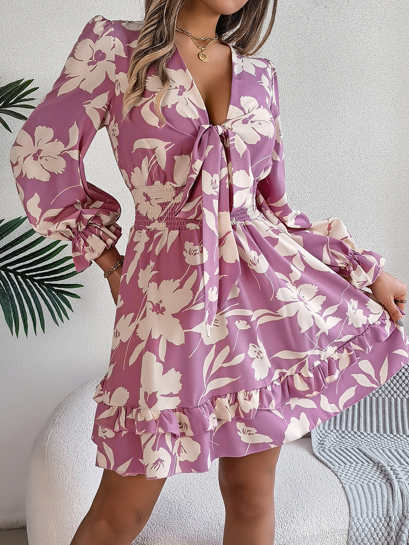 Floral Long Sleeved Mini Dress