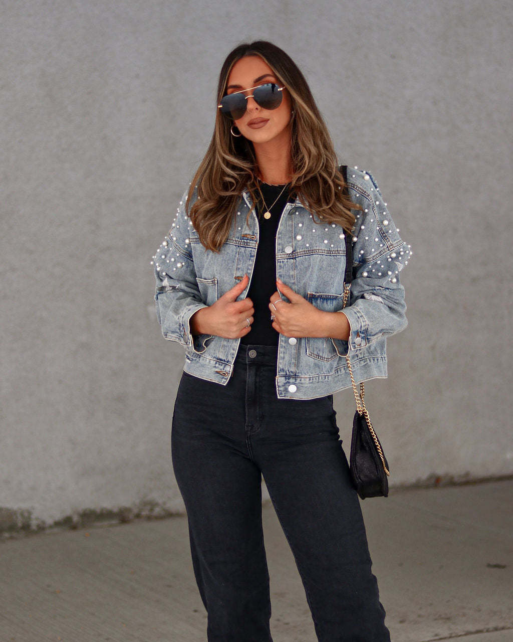 Beaded Loose Denim Jacket