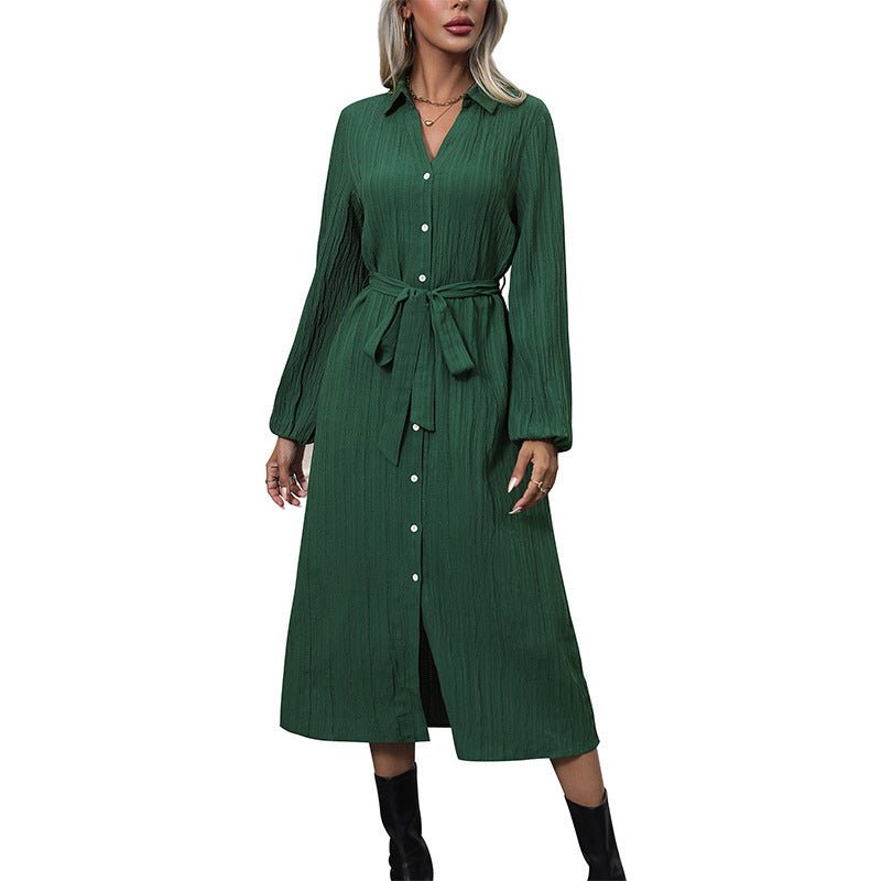 Pleated Button Down Midi Dress