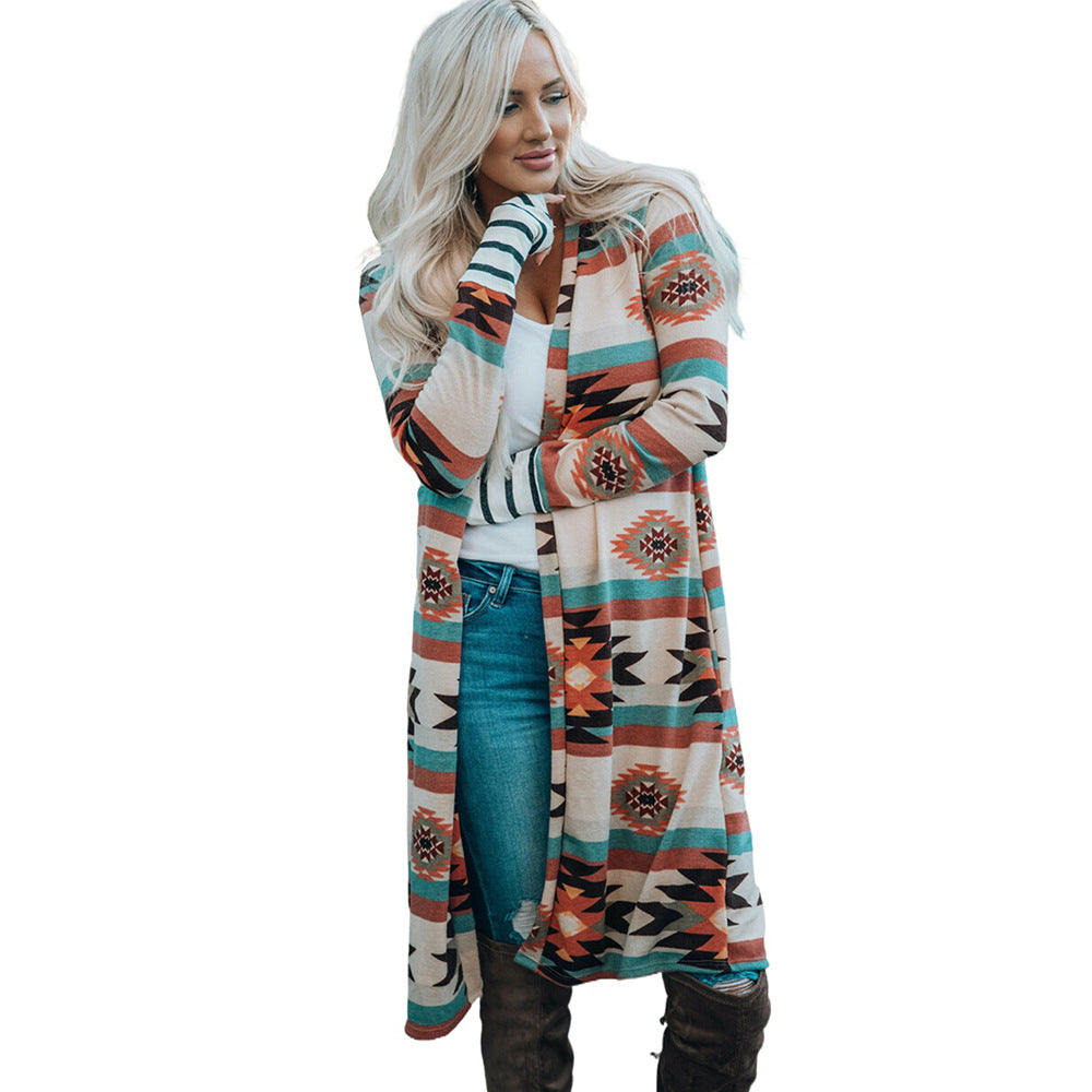 Aztec Print Midi Coat