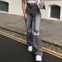 Ripped Wide-Leg Denim Jeans