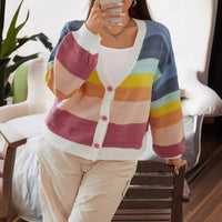 Striped Fine Knit Cardigan