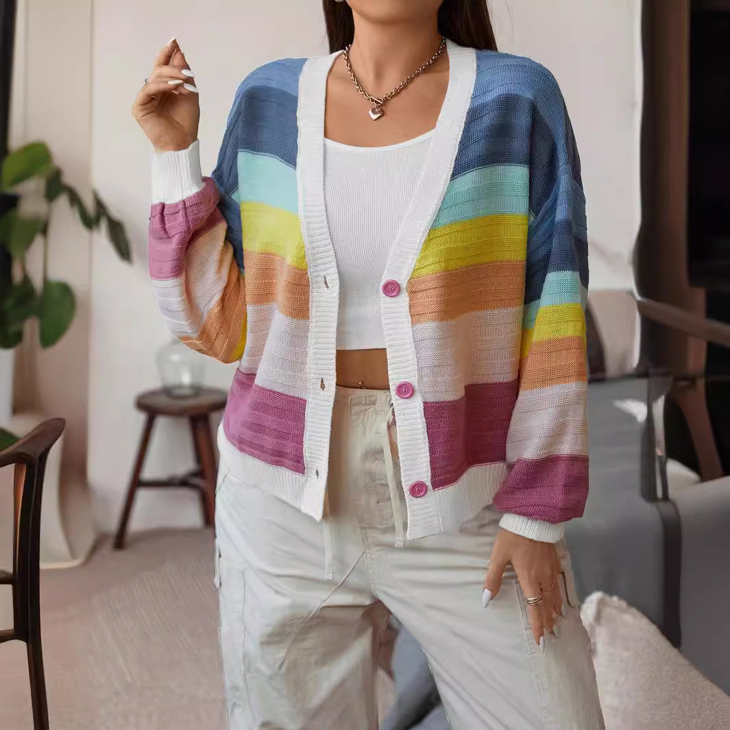 Striped Fine Knit Cardigan