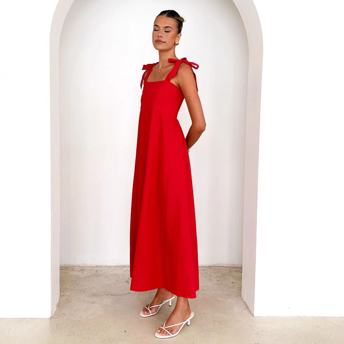 Summer Solid Color Tube Top Maxi Dress