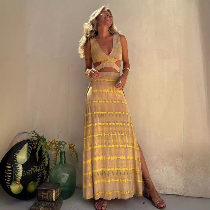 Boho Tie-Dye Cutout Maxi Dress – Summer Styles