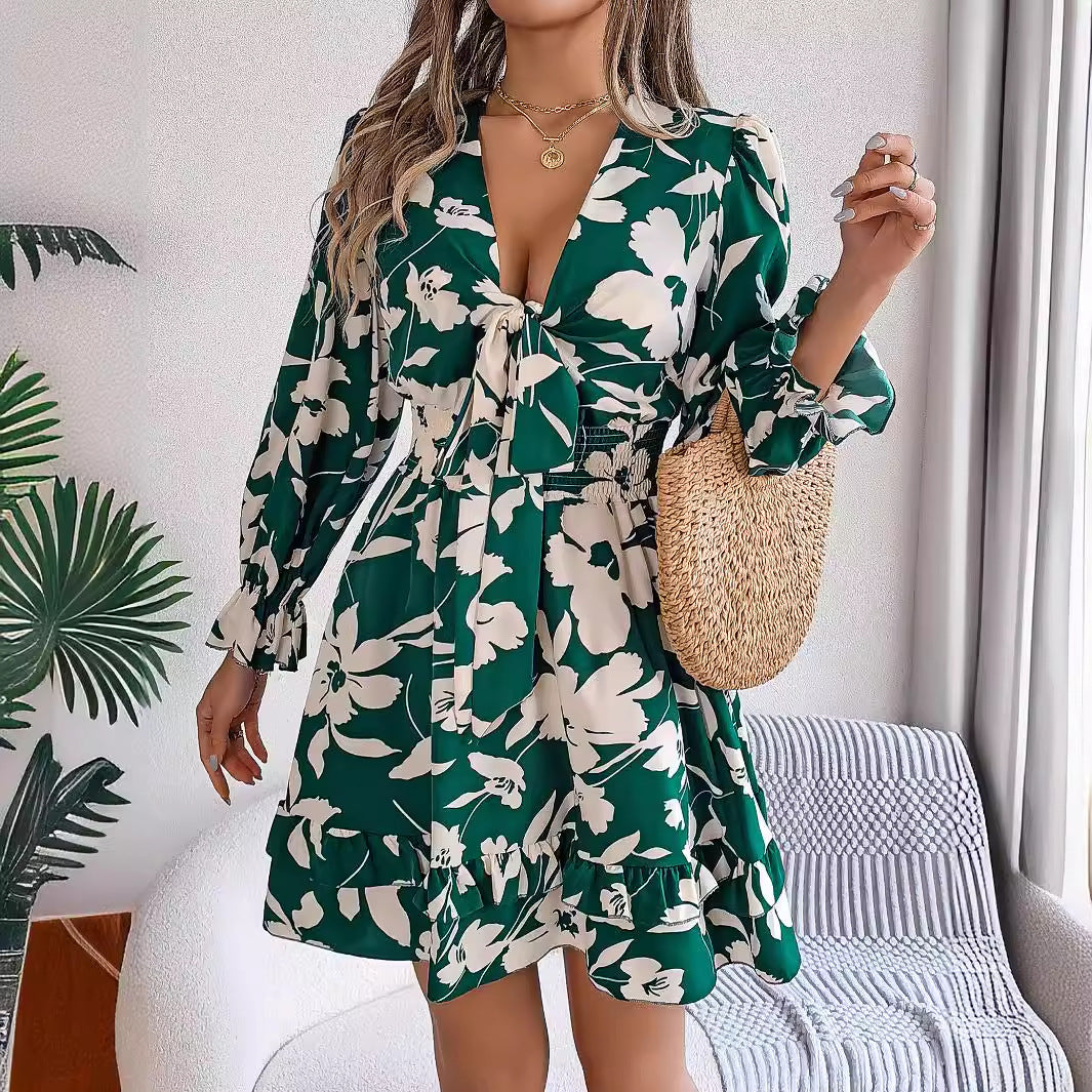 Floral Long Sleeved Mini Dress