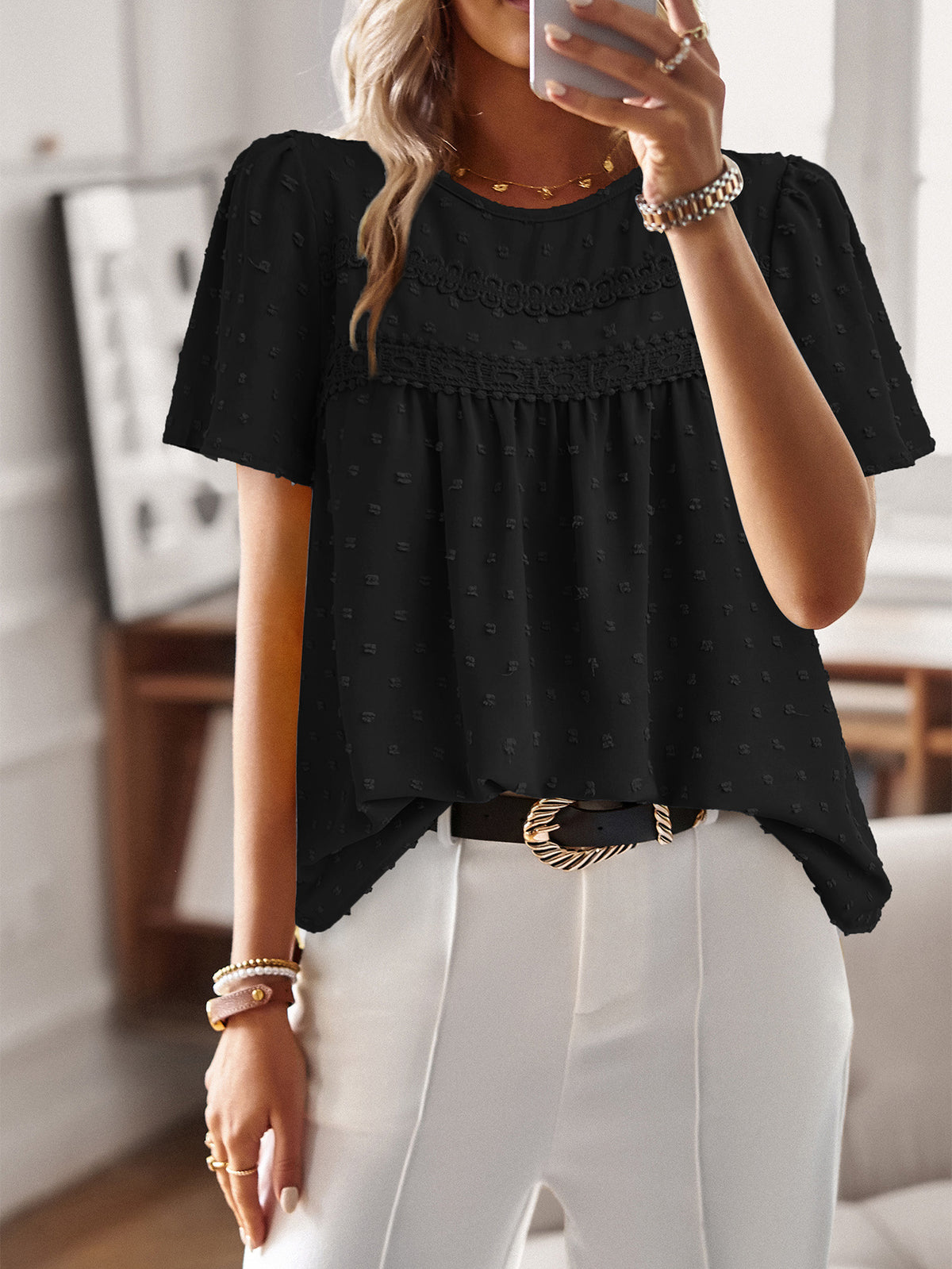 Short Sleeved Elegant Blouse