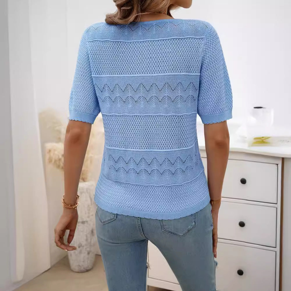 Cutout Short Sleeved Sweater