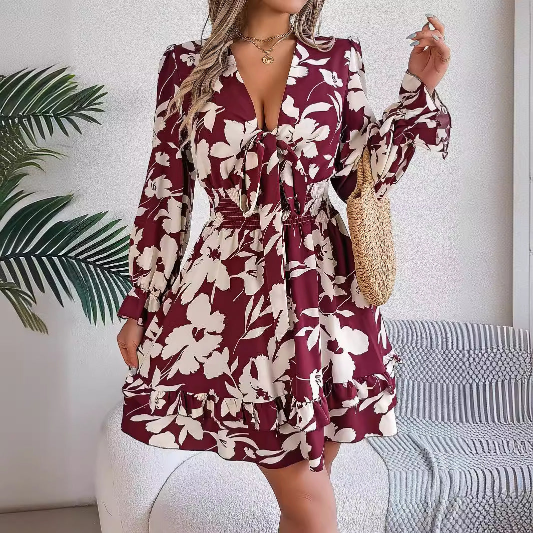 Floral Long Sleeved Mini Dress