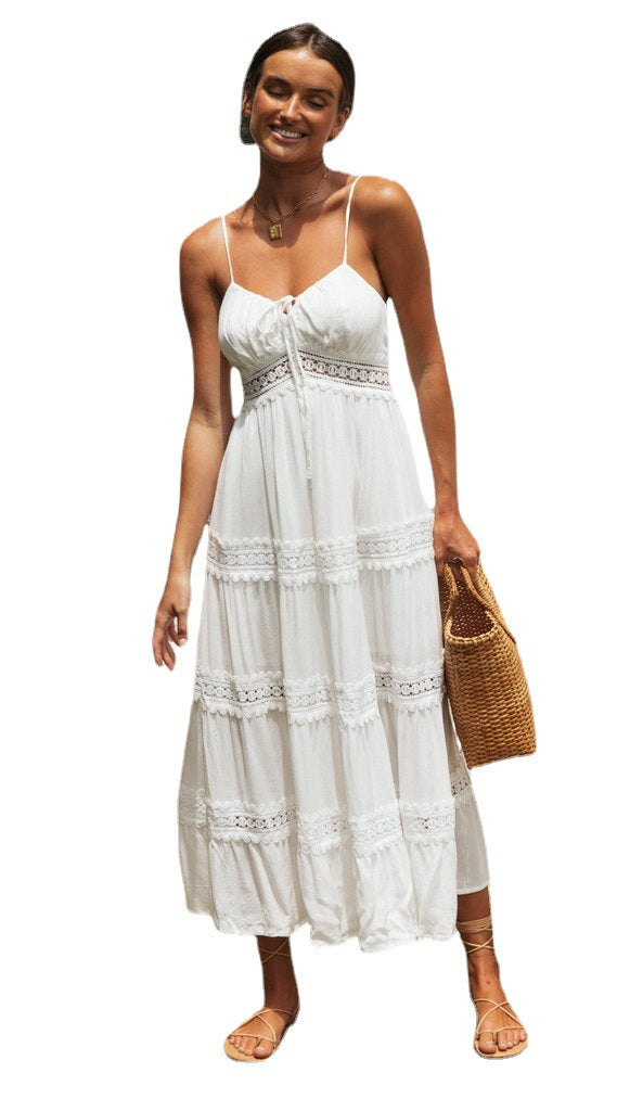 Bohemian Lace Stitching Large Swing Dress