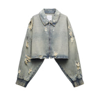 Destroyed Denim Crop Jacket