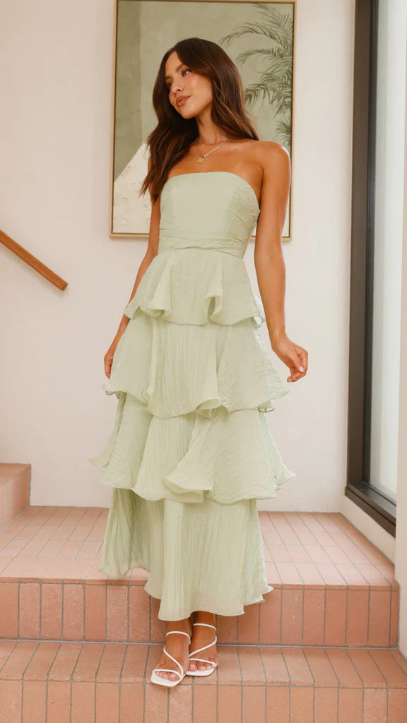 Summer Sexy Tube Top Backless Tiered Dress