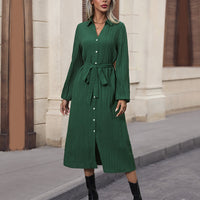 Pleated Button Down Midi Dress