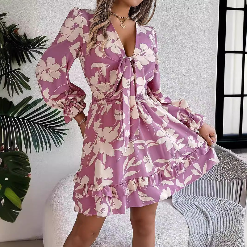 Floral Long Sleeved Mini Dress