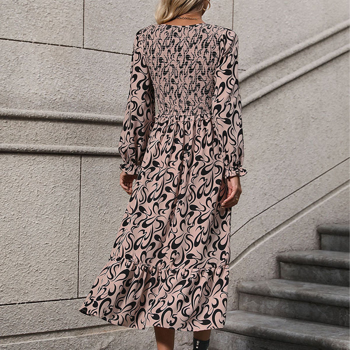 Abstract Print Midi Dress