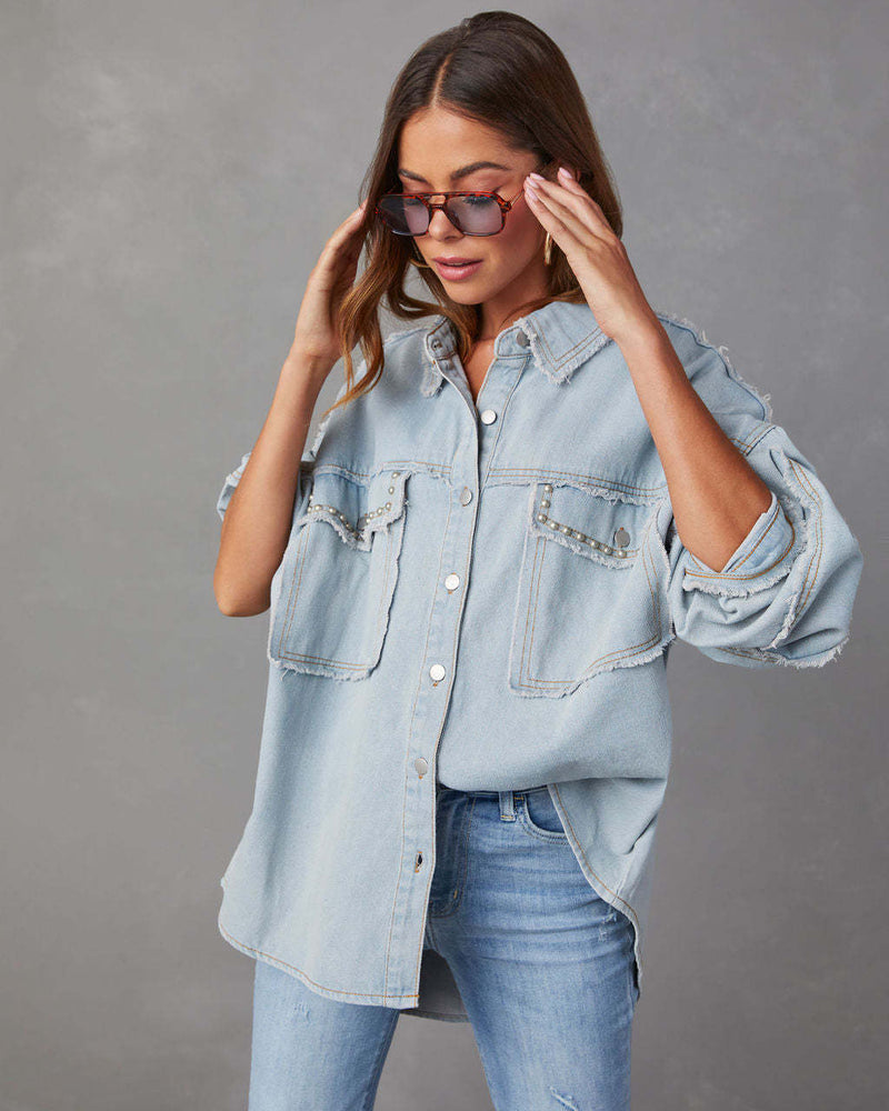 Studded Loose Denim Jacket