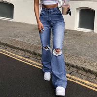 Ripped Wide-Leg Denim Jeans