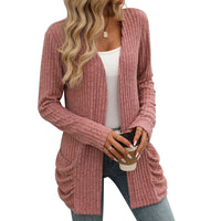 Casual Ribbed Open Cardigan