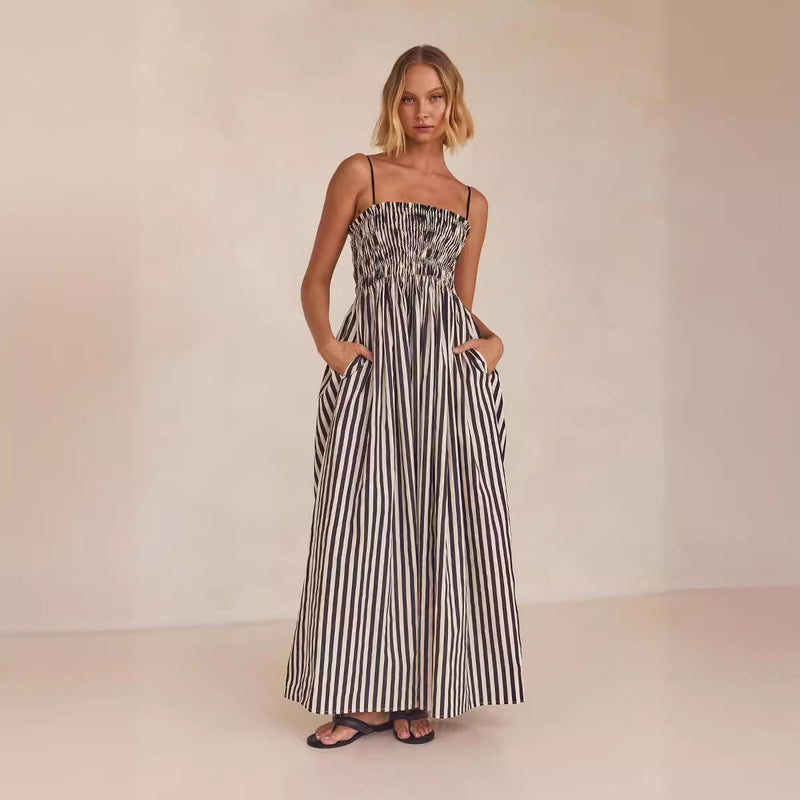 Spring Summer Striped Printed Dress