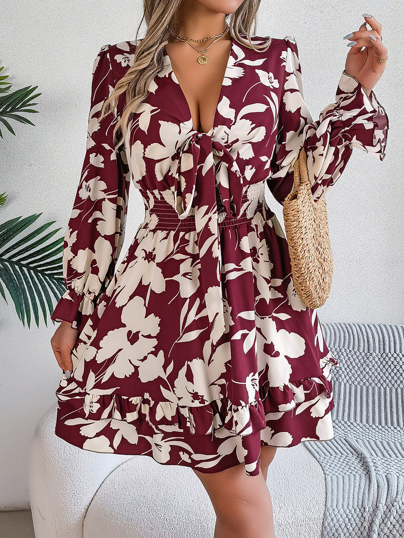 Floral Long Sleeved Mini Dress