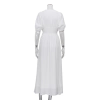 Puff Sleeve Waist-Slimming Elegant Dress