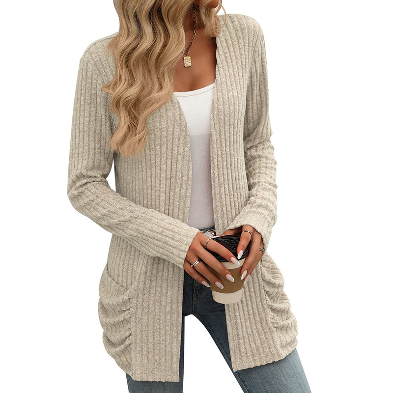 Casual Ribbed Open Cardigan