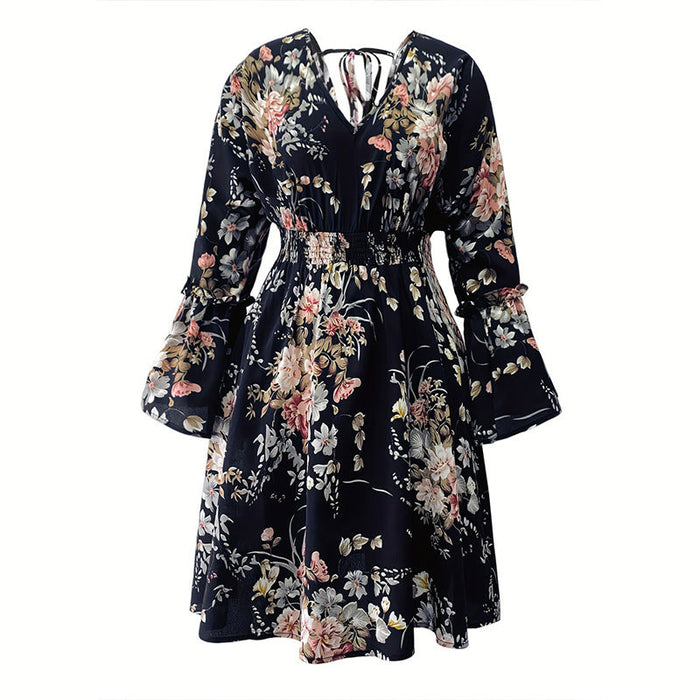 Floral V-neck Mini Dress