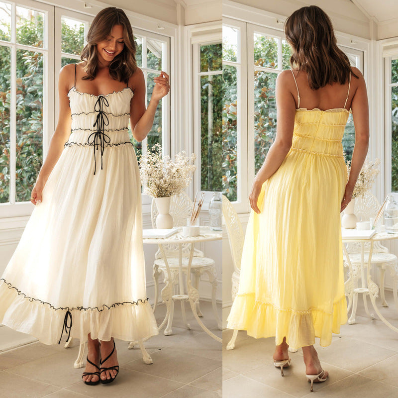 Elegant Sleeveless Strap Long Dress