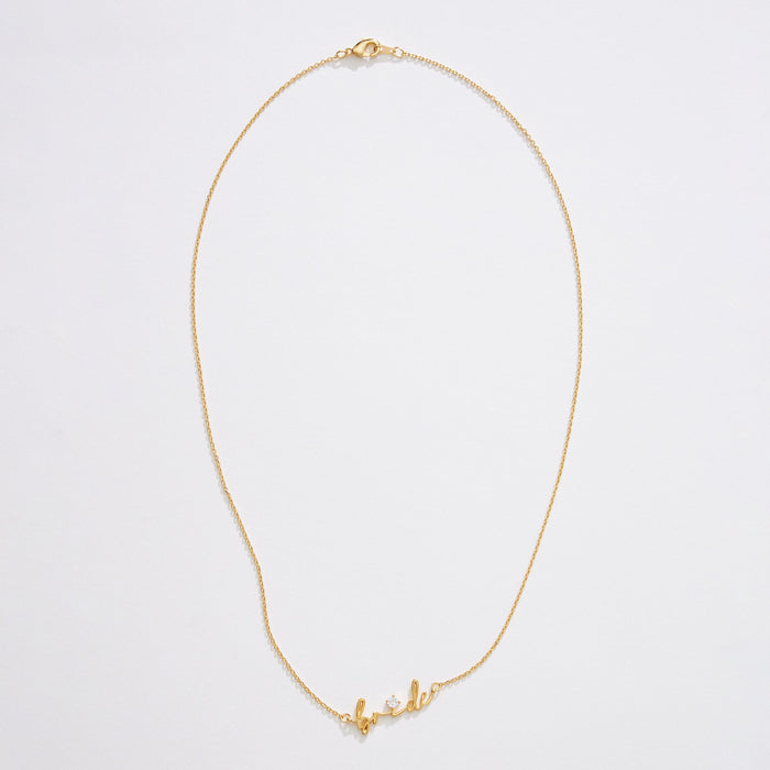 Gold Dipped Bride Script Necklace