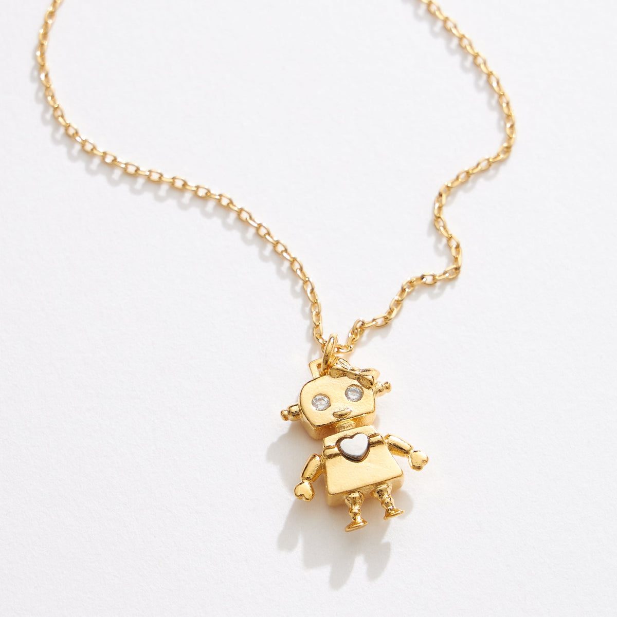 Gold Dipped Two Tone Robot Girl Necklace