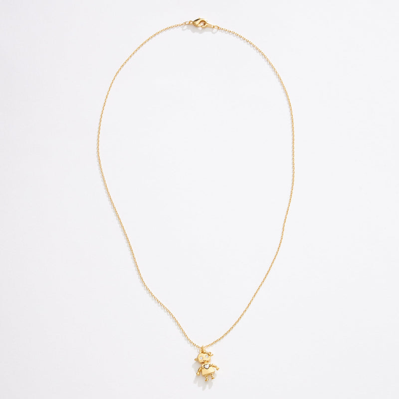 Gold Dipped Two Tone Robot Girl Necklace