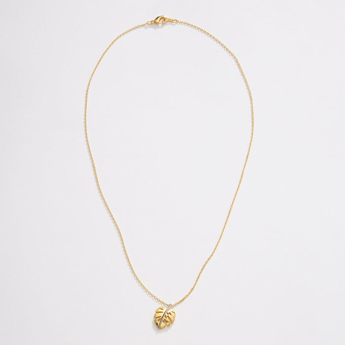 Gold Dipped Two Tone Tropical Leaf Necklace