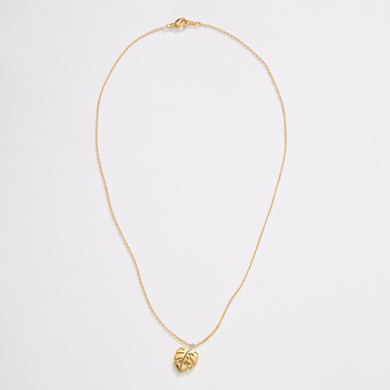 Gold Dipped Two Tone Tropical Leaf Necklace