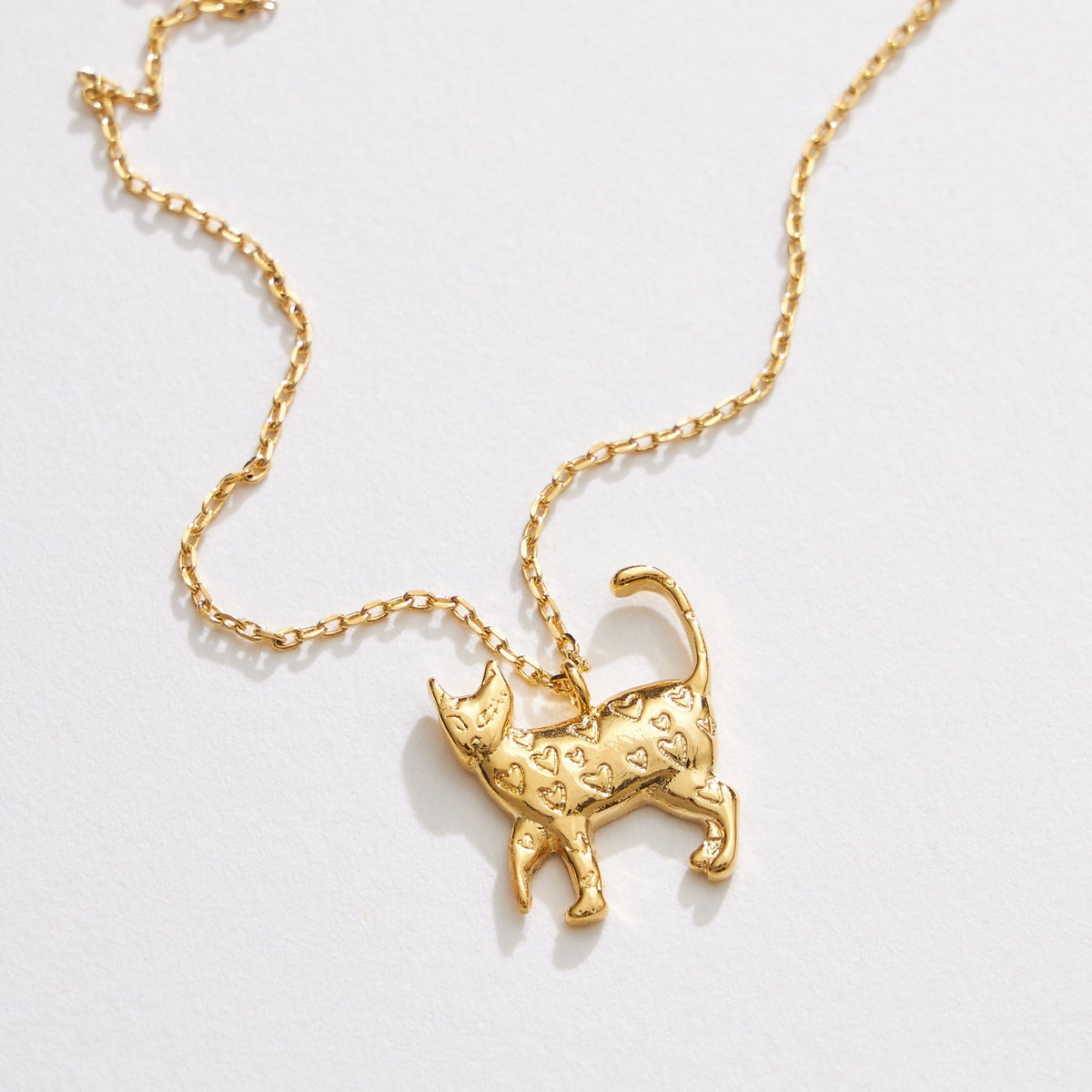 Gold Dipped Heart Cat Necklace