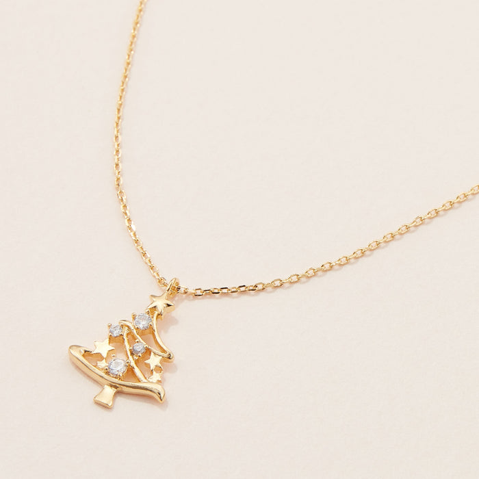 Gold Dipped Christmas Tree Pendant Necklace