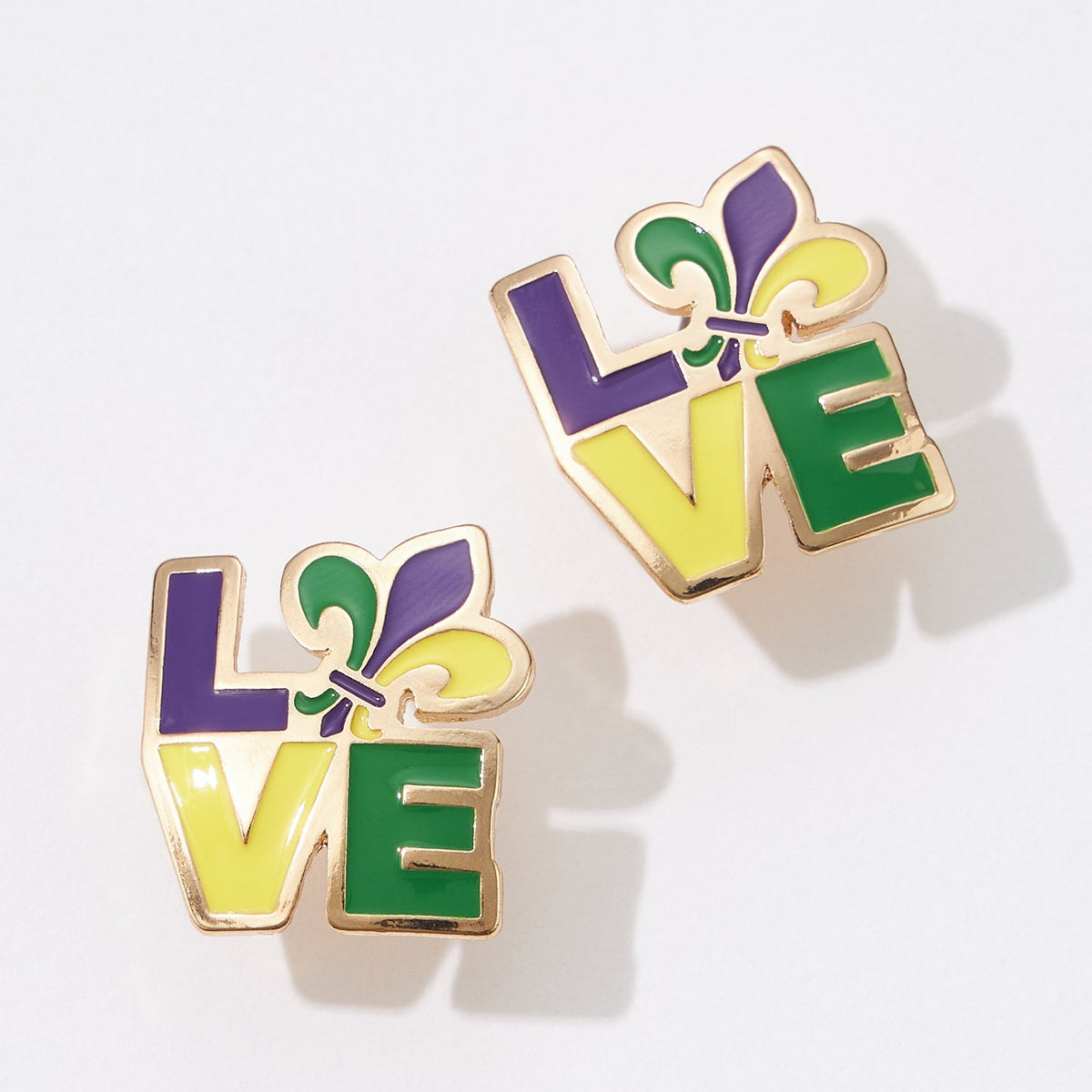 LOVE Mardi Gras Epoxy Stud Earring