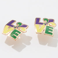 LOVE Mardi Gras Epoxy Stud Earring