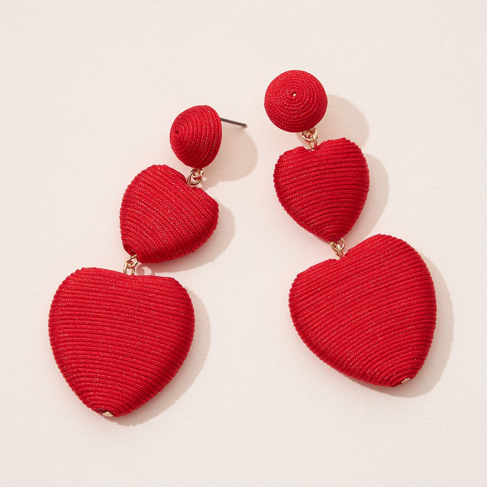 Handmade Thread Wrap Double Heart Earrings for Special Day like Valentine's