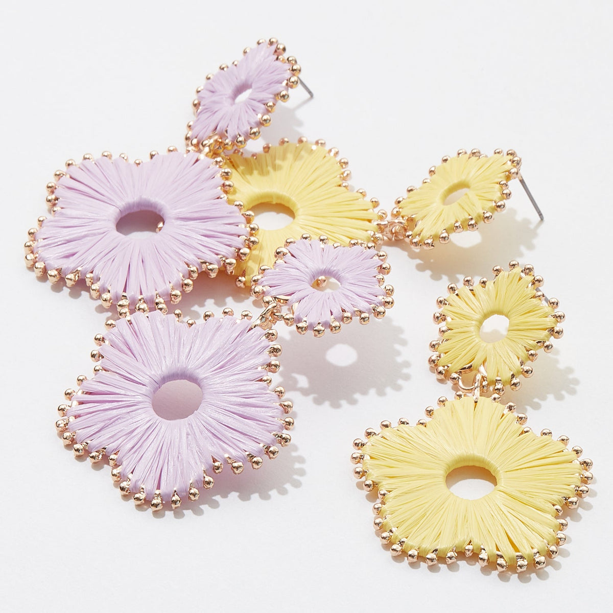 Raffia Wrapped Flower Post Earrings