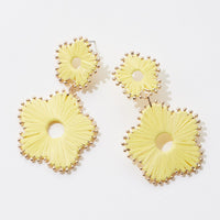 Raffia Wrapped Flower Post Earrings