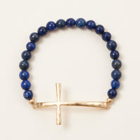 Cross charm Stone beaded bracelet