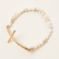 Cross charm Stone beaded bracelet