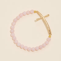 Cross charm Stone beaded bracelet