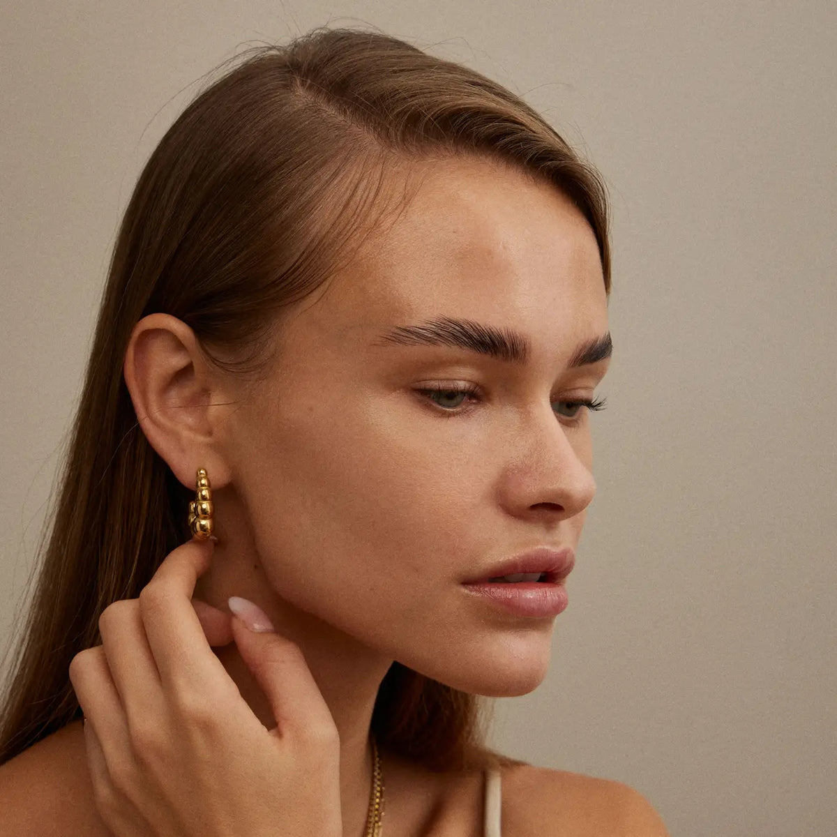 Gold Dip Bubbled Stainless Steel Open Hoop Earrings