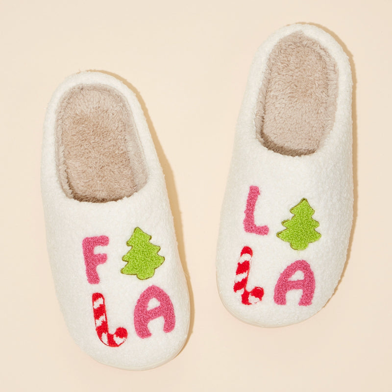 ‘FALALALA’ Tree Fuzzy Home Slippers