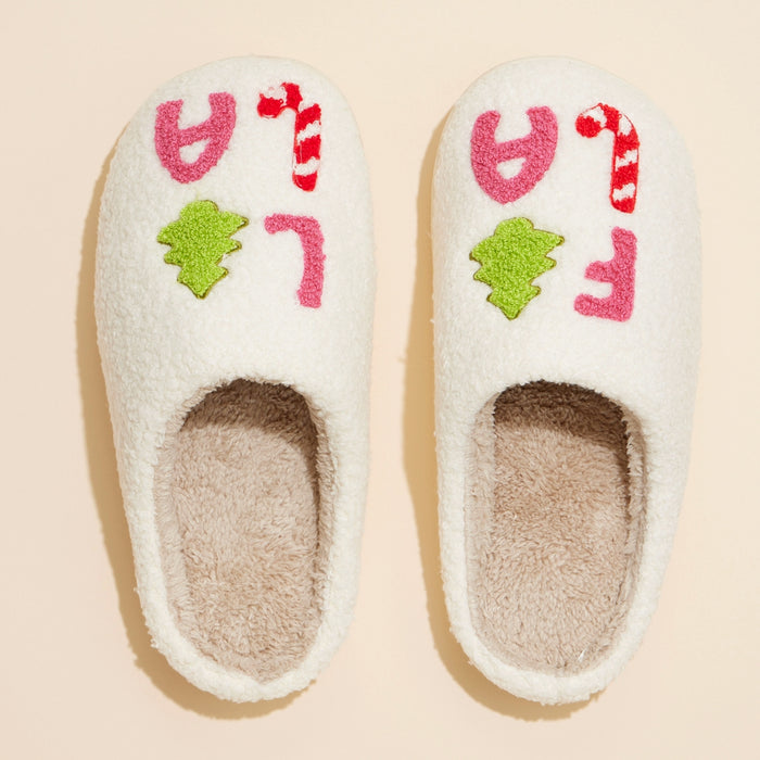 ‘FALALALA’ Tree Fuzzy Home Slippers