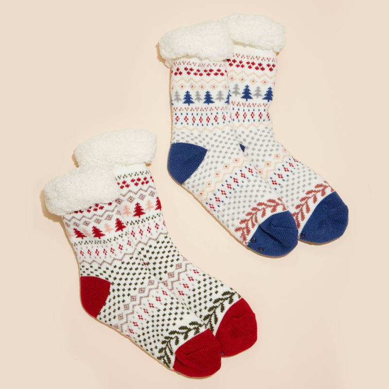 Christmas Fuzzy Socks Assorted Pack of 2